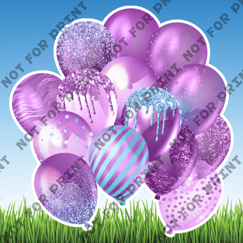 ACME Yard Cards Large Aqua & Purple Balloon Bundles #000