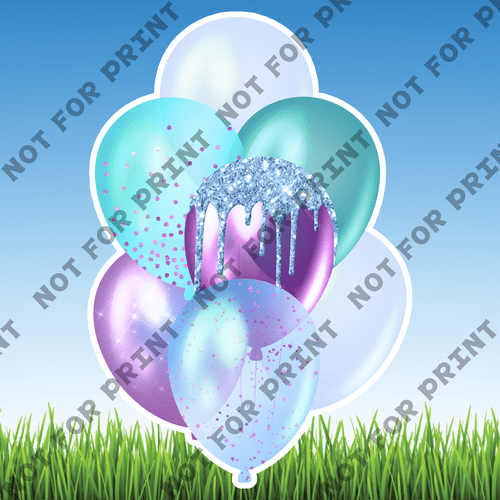 ACME Yard Cards Large Aqua & Purple Balloon Bundles #003