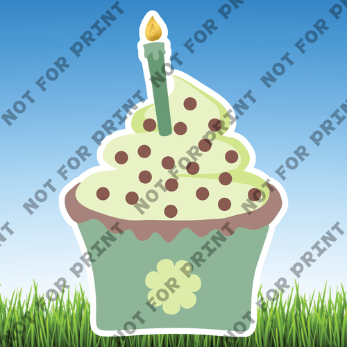 ACME Yard Cards Medium Pastel Green & Blue Birthday Theme #003