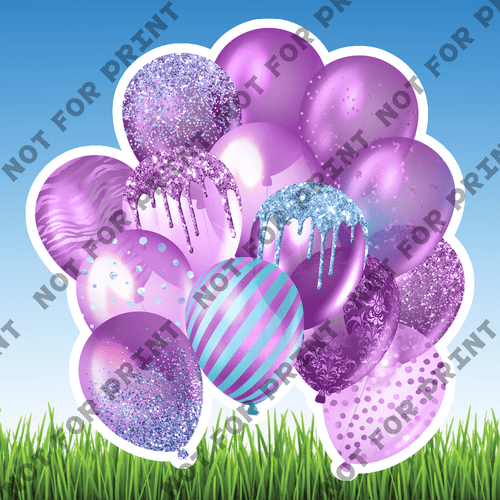 ACME Yard Cards Small Aqua & Purple Balloon Bundles #000