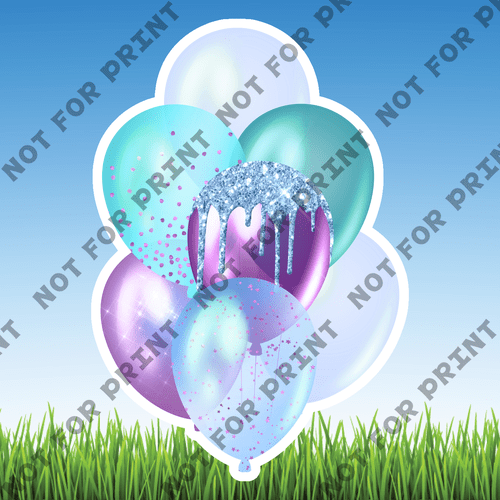 ACME Yard Cards Small Aqua & Purple Balloon Bundles #003