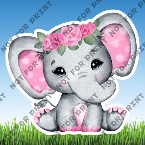 ACME Yard Cards Small Baby Girl Elephant Watercolor Collection I #010