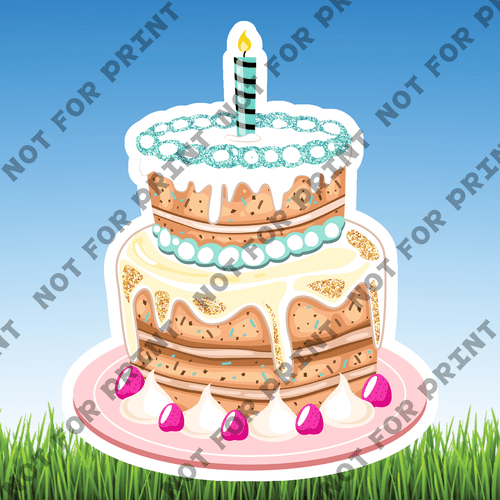 ACME Yard Cards Small Pastels Glitter Birthday Theme #011